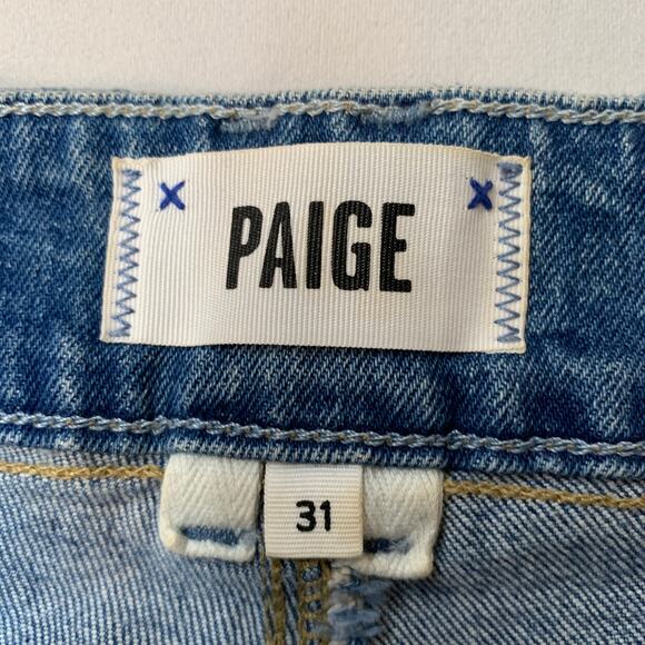 PAIGE Sasha Wide Leg Jeans 31 Stefania Distressed High Rise Blue Denim - Picture 10 of 15